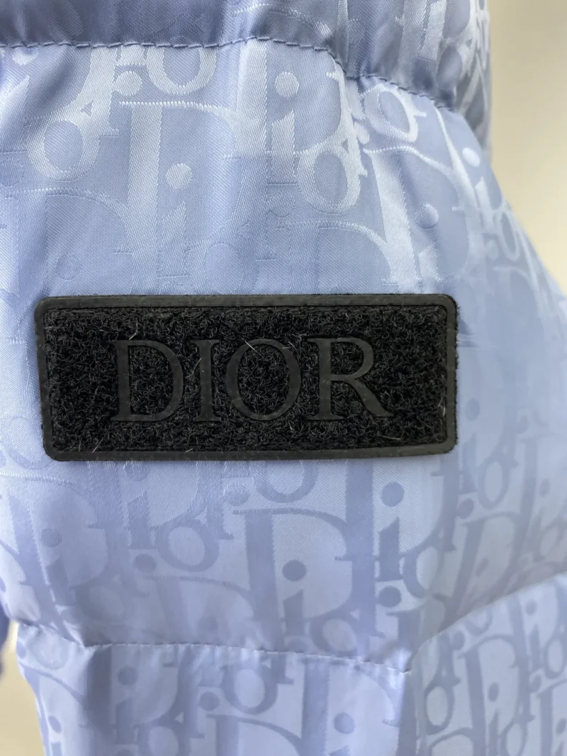 Replica Dior Oblique Down Jacket Blue Stand Collar Reps - RepLuxe