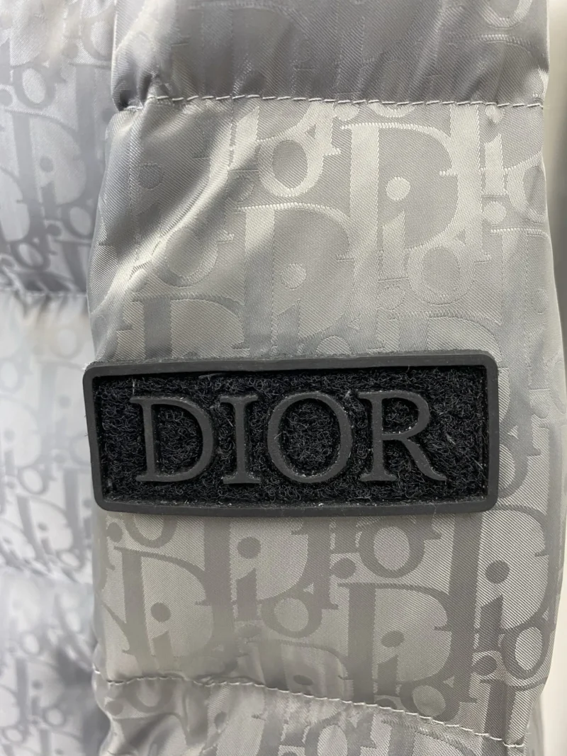 Replica Dior Oblique Down Jacket Grey Stand Collar Reps - RepLuxe