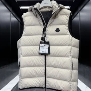 Replica Moncler Valmasque Down Vest Beige Hooded Reps - RepLuxe