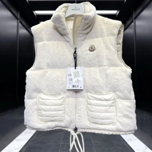 Replica Moncler Arques Womens Vest White Teddy Fleece Reps - RepLuxe