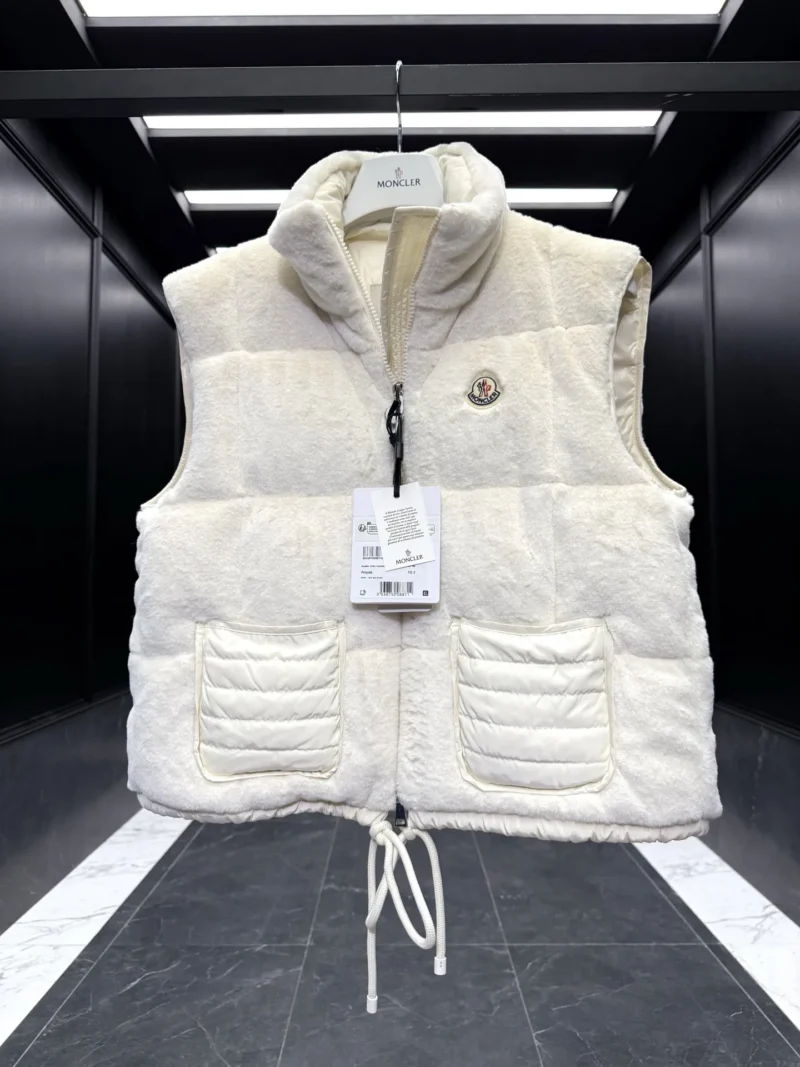 Replica Moncler Arques Womens Vest White Teddy Fleece Reps - RepLuxe