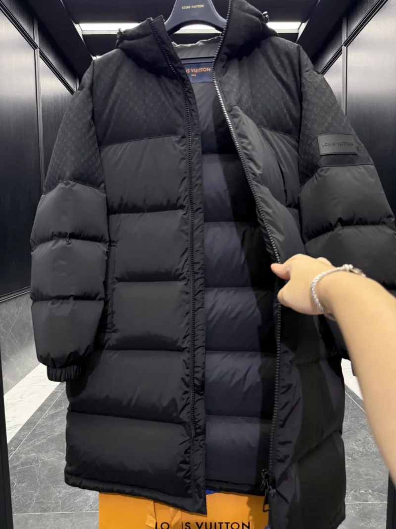 Replica Louis Vuitton Monogram Down Jacket Black Long Reps - RepLuxe