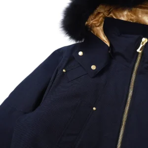 Replica Moose Knuckles Gold Scissor Jacket Navy Blue Reps - RepLuxe
