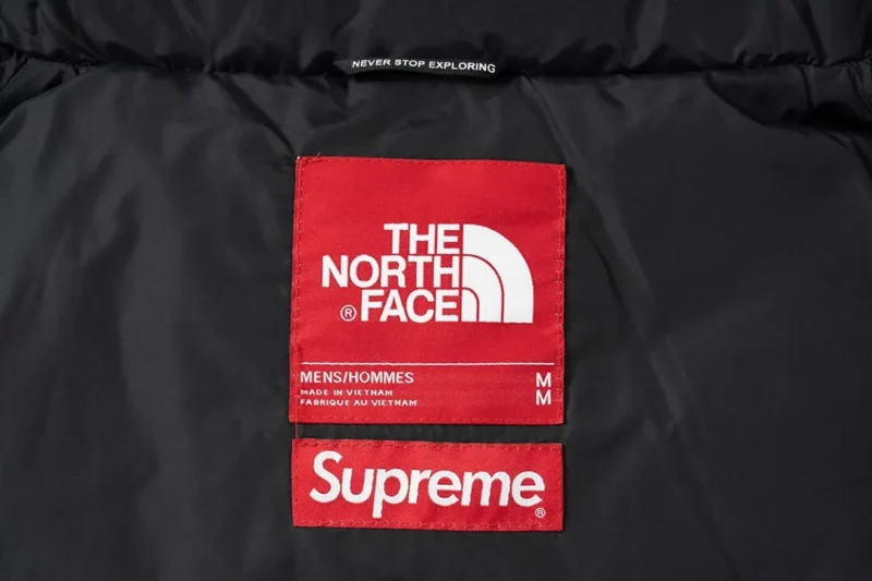 Replica The North Face Supreme TNF 96 Down Jacket Black Houndstooth Reps - RepLuxe