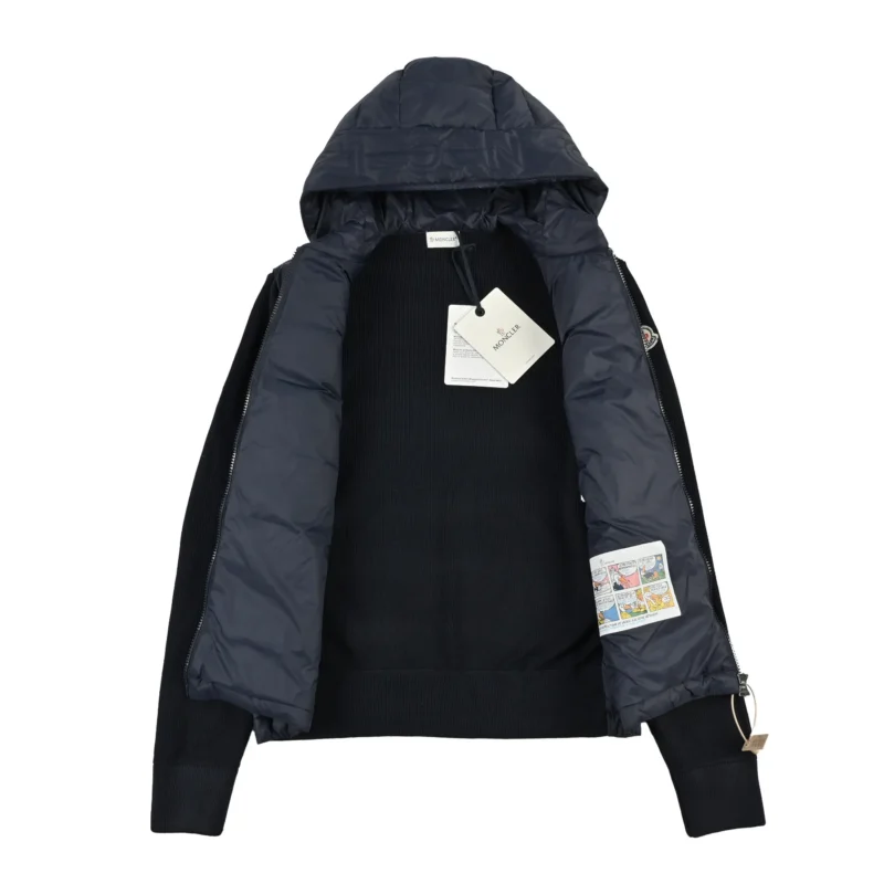 Replica Moncler Knit Hooded Down Jacket Black Reps - RepLuxe