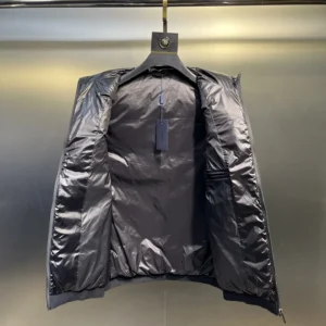 Replica Prada Minimalist Down Vest Black Stand Collar Reps - RepLuxe