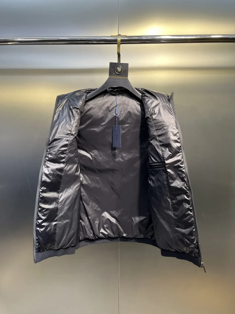 Replica Prada Minimalist Down Vest Black Stand Collar Reps - RepLuxe