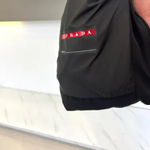 Replica Prada Down Vest Black Red Logo Patch Reps - RepLuxe