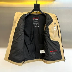 Replica Prada Down Vest Beige Stand Collar Style Reps - RepLuxe