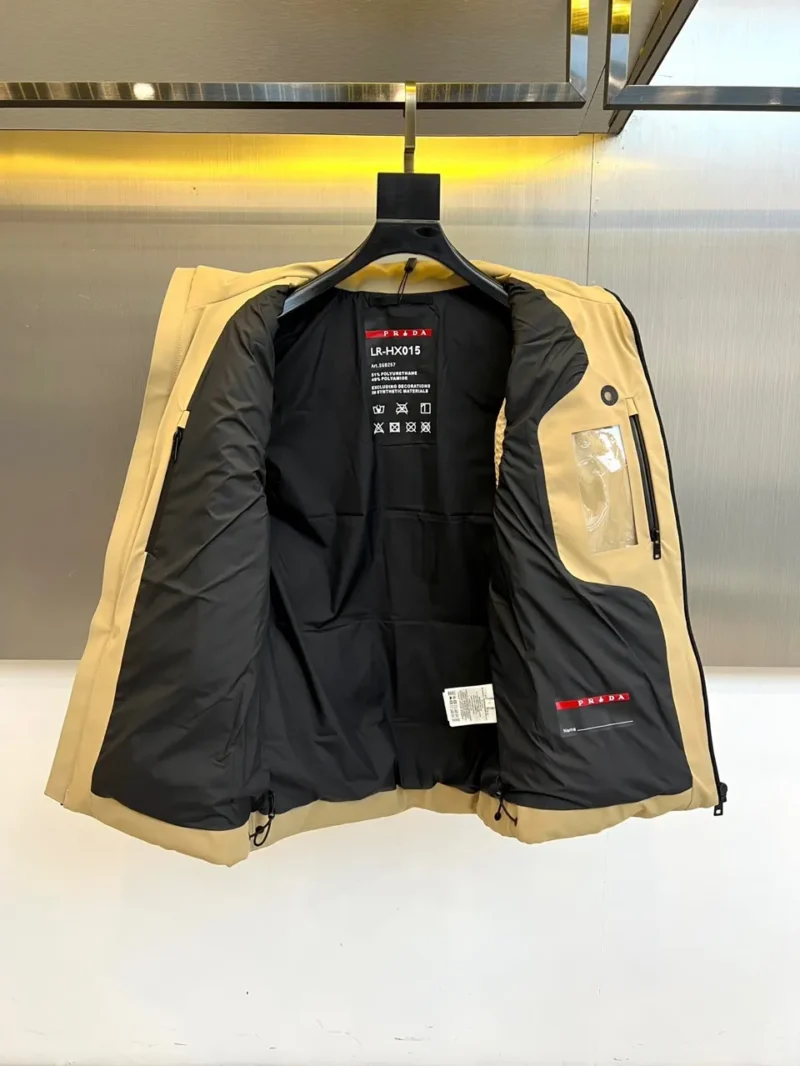 Replica Prada Down Vest Beige Stand Collar Style Reps - RepLuxe