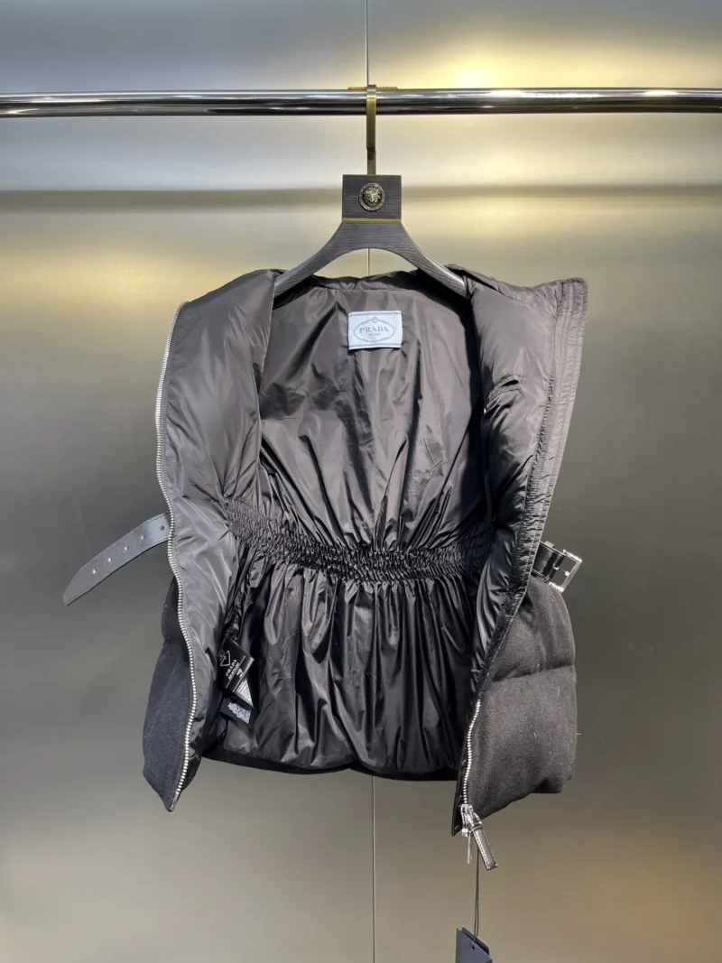 Replica Prada Logo Wool Down Vest Black Reps - RepLuxe