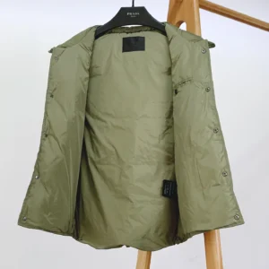 Replica Prada Down Vest Olive Green Stand Collar Reps - RepLuxe