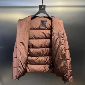 Replica Prada Biker Down Jacket Brown Hooded Reps - RepLuxe