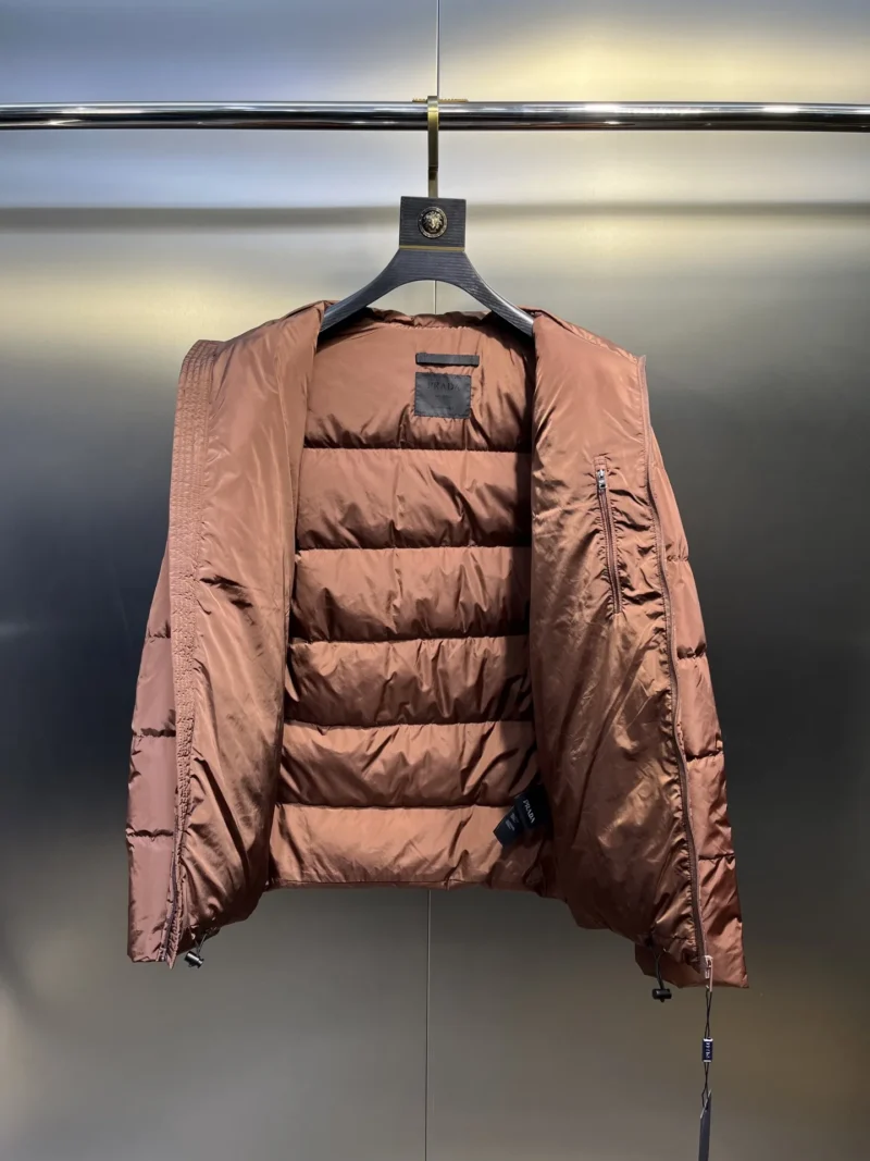 Replica Prada Biker Down Jacket Brown Hooded Reps - RepLuxe