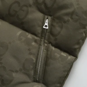 Replica Gucci GG Canvas Hooded Down Vest Olive Green Reps - RepLuxe