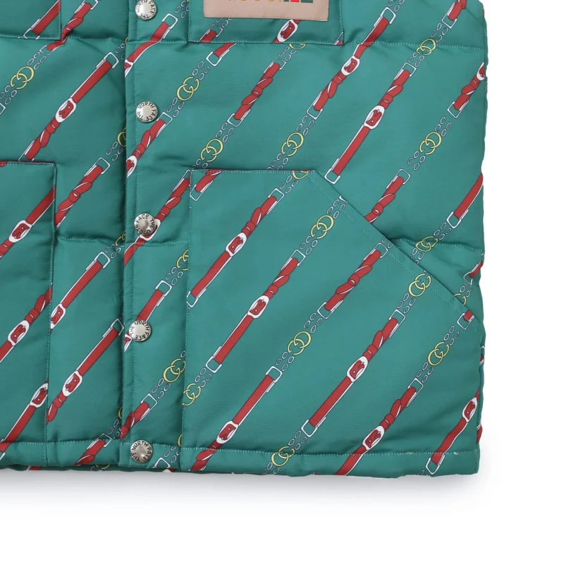 Replica THE NORTH FACE GUCCI Down Vest Green Print Reps - RepLuxe