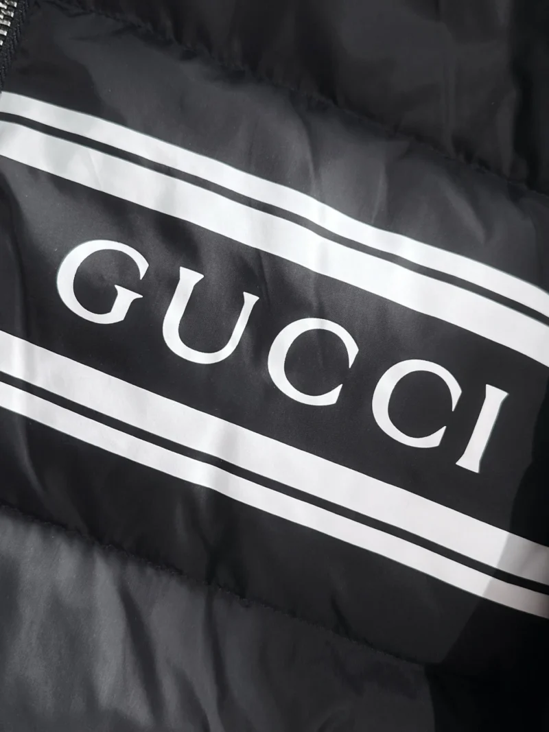 Replica Gucci Longue Saion Down Jacket Black Hooded Reps - RepLuxe