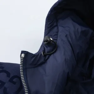 Replica Gucci Monogram Down Jacket Blue Hooded Reps - RepLuxe