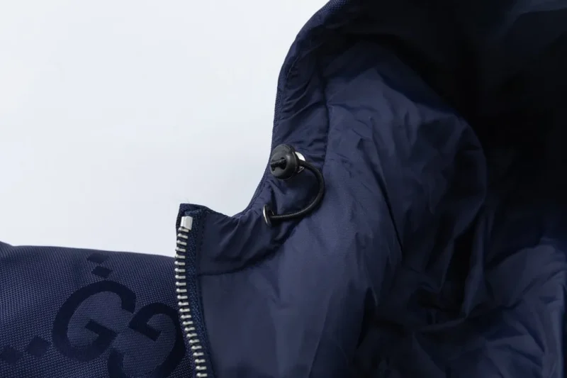 Replica Gucci Monogram Down Jacket Blue Hooded Reps - RepLuxe