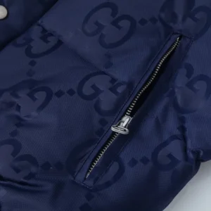 Replica Gucci Logo Jacquard Down Jacket Blue Reps - RepLuxe