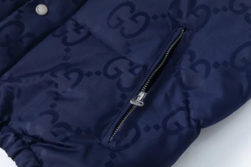 Replica Gucci Logo Jacquard Down Jacket Blue Reps - RepLuxe