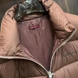 Replica Gucci 2025 Down Jacket Brown Stand Collar Reps - RepLuxe
