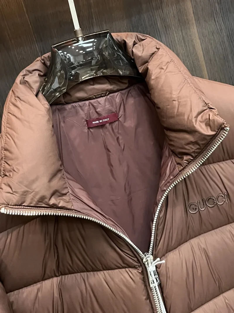Replica Gucci 2025 Down Jacket Brown Stand Collar Reps - RepLuxe