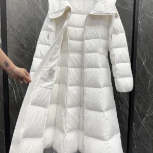 Replica Moncler Faucon Long Down Coat White Women Reps - RepLuxe