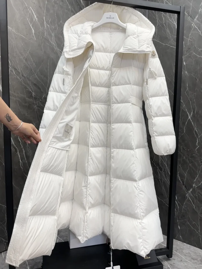 Replica Moncler Faucon Long Down Coat White Women Reps - RepLuxe