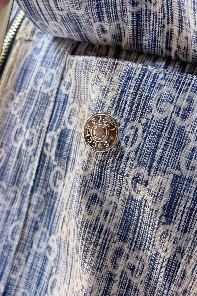 Replica Gucci Jacquard Denim Down Jacket Blue Regular Reps - RepLuxe