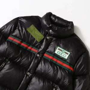 Replica Gucci Logo Tape Down Jacket Black Puffer Reps - RepLuxe