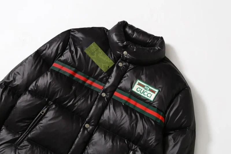 Replica Gucci Logo Tape Down Jacket Black Puffer Reps - RepLuxe