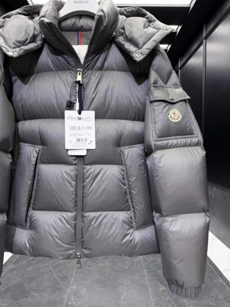 Replica Moncler Couyere Down Jacket Grey Hooded Reps - RepLuxe