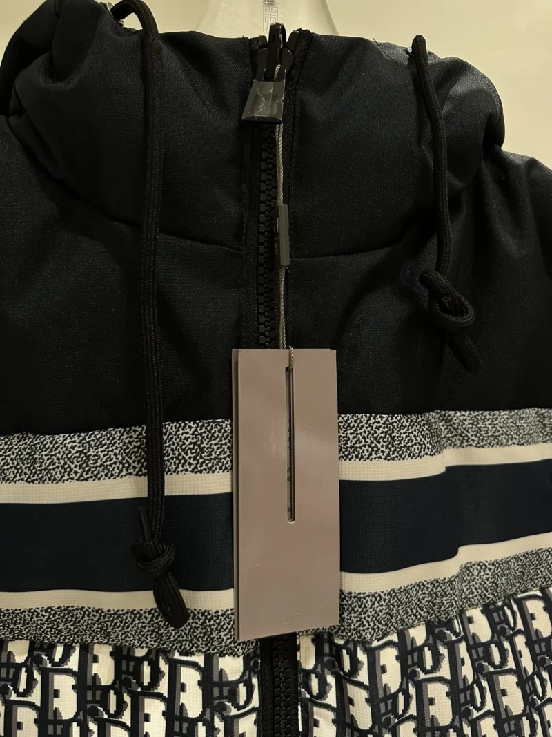 Replica Dior Classic Houndstooth Down Jacket Blue White Reps - RepLuxe