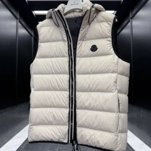 Replica Moncler Valmasque Down Vest Beige Hooded Reps - RepLuxe