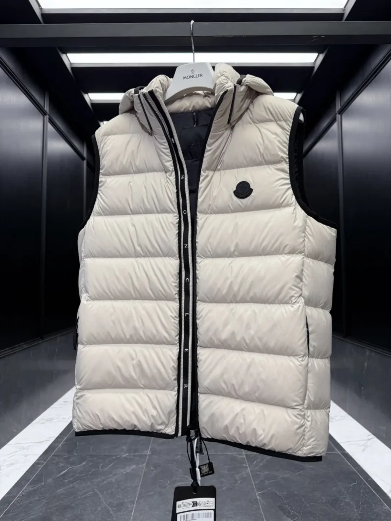 Replica Moncler Valmasque Down Vest Beige Hooded Reps - RepLuxe