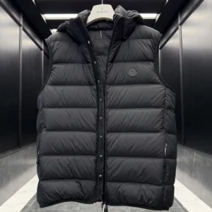 Replica Moncler Valmasque Vest Black Hooded Style Reps - RepLuxe