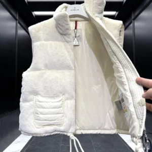 Replica Moncler Arques Womens Vest White Teddy Fleece Reps - RepLuxe