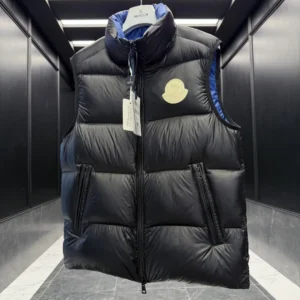 Replica Moncler Sumido Vest Black Stand Collar Reps - RepLuxe