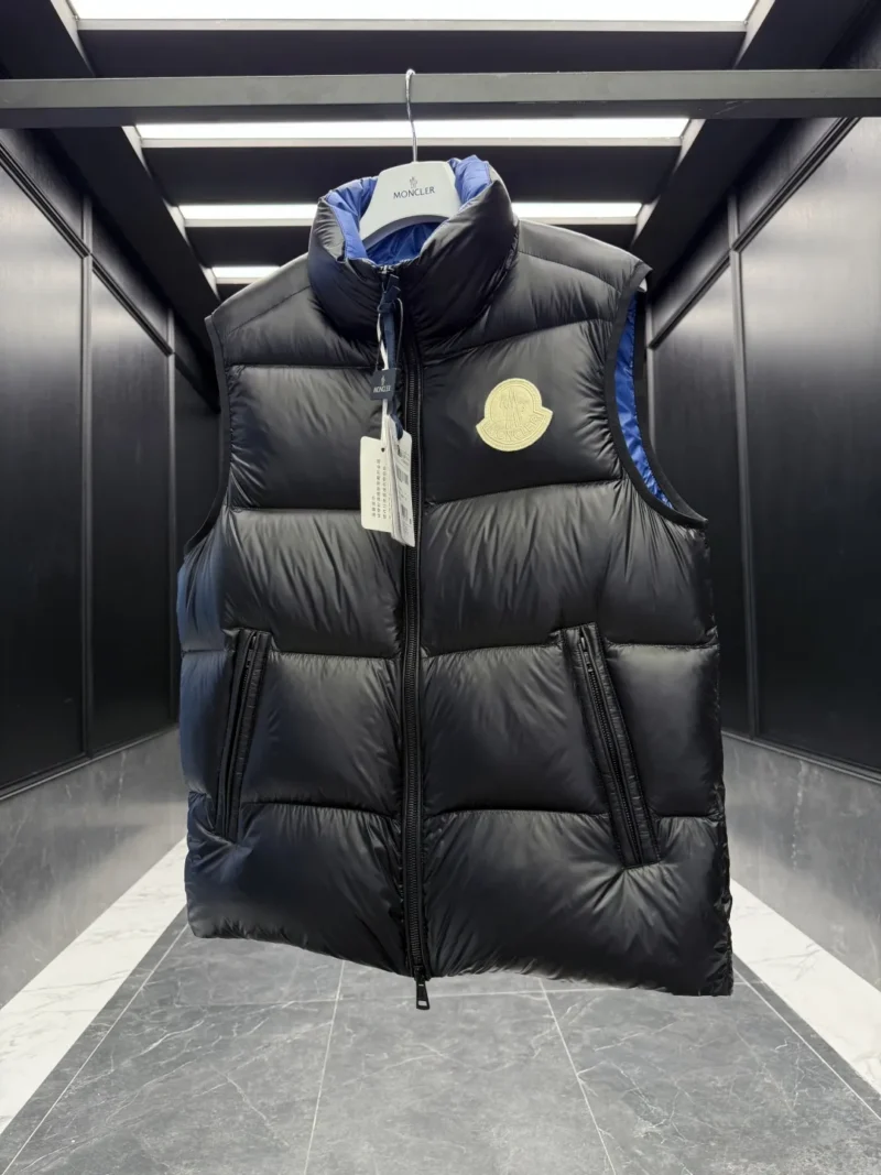 Replica Moncler Sumido Vest Black Stand Collar Reps - RepLuxe