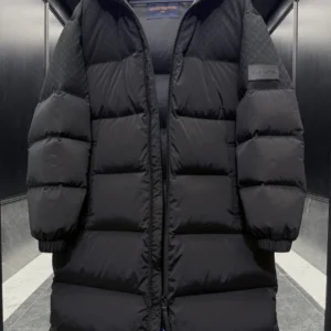Replica Louis Vuitton Monogram Down Jacket Black Long Reps - RepLuxe