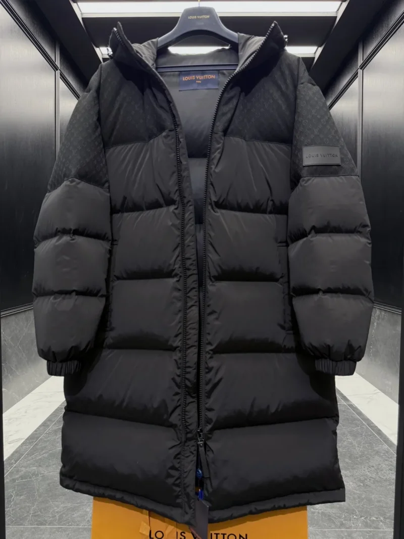 Replica Louis Vuitton Monogram Down Jacket Black Long Reps - RepLuxe