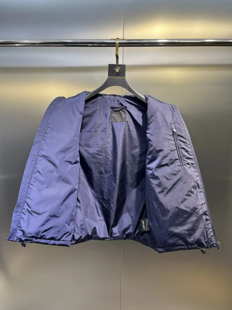 Replica Prada Minimalist Down Vest Blue Stand Collar Reps - RepLuxe