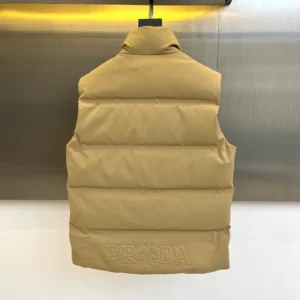 Replica Prada Down Vest Beige Stand Collar Style Reps - RepLuxe