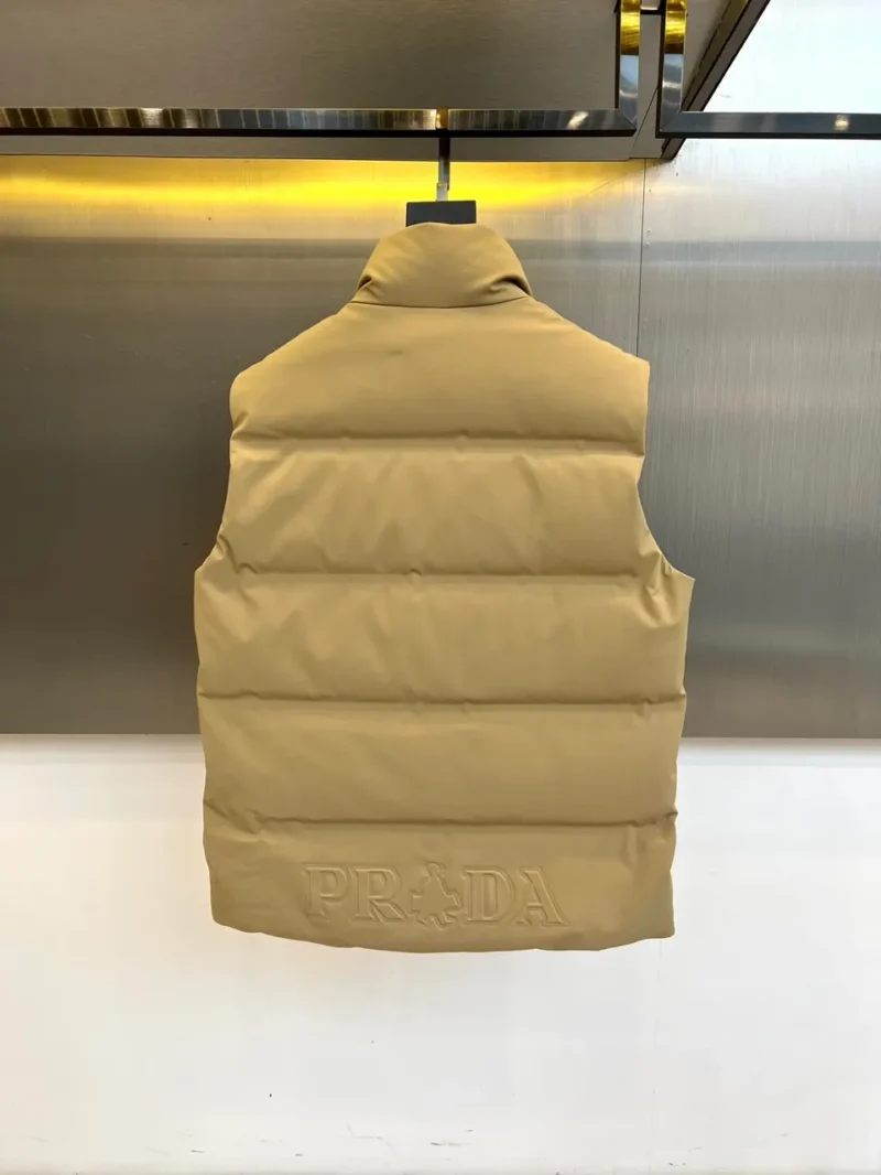Replica Prada Down Vest Beige Stand Collar Style Reps - RepLuxe