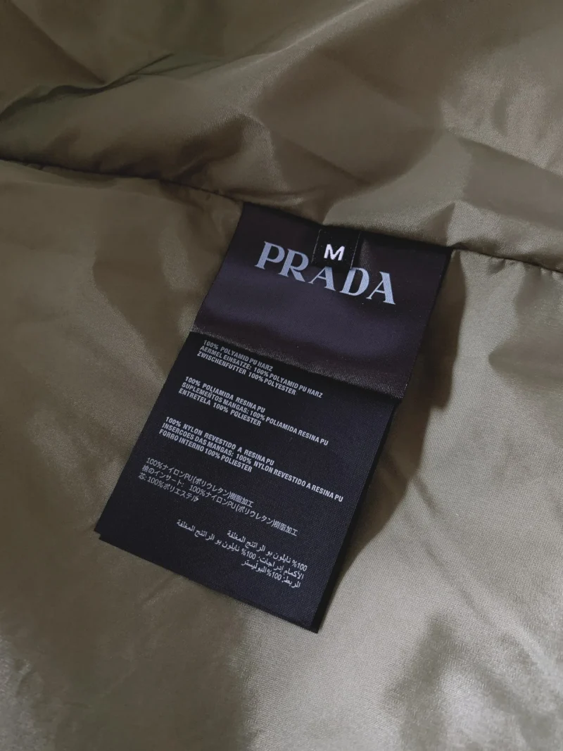 Replica Prada Down Vest Olive Green Stand Collar Reps - RepLuxe