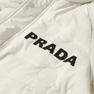 Replica Prada Letter Down Jacket White Unisex Reps - RepLuxe