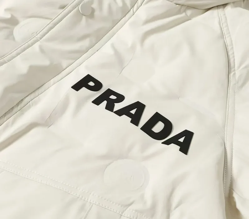 Replica Prada Letter Down Jacket White Unisex Reps - RepLuxe