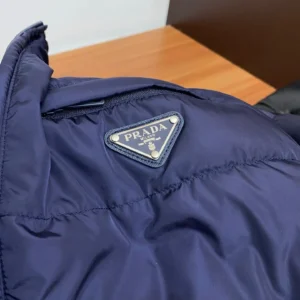 Replica Prada Fall Winter Stand Collar Puffer Jacket Blue Reps - RepLuxe