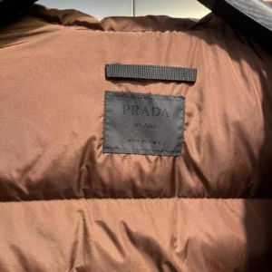 Replica Prada Biker Down Jacket Brown Hooded Reps - RepLuxe